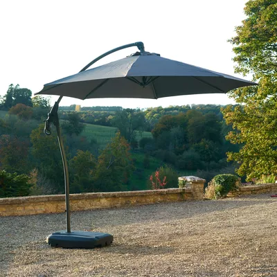Bramblecrest Gloucester Grey Cantilever Parasol with Cover and Base - image 1