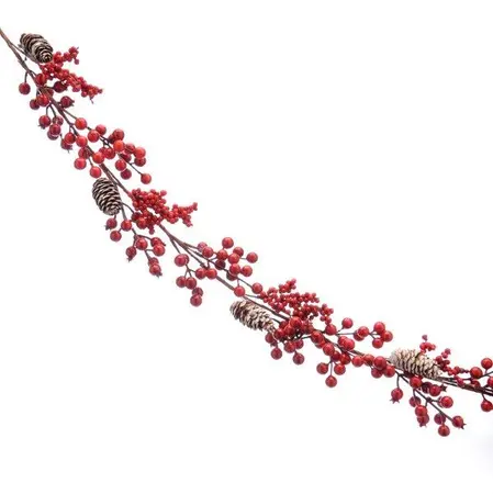 110cm Red Berry and Cone Garland