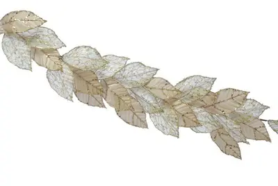 118cm Champagne with Gold Glitter and Leaf Garland