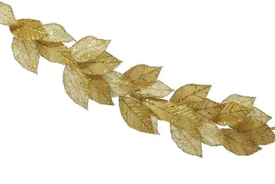 118cm Gold with Gold Glitter and Leaf Garland