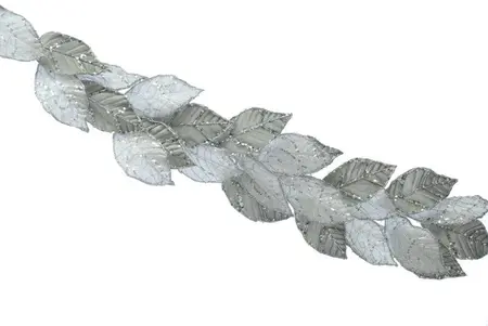118cm  Silver with Silver Glitter and Leaf Garland