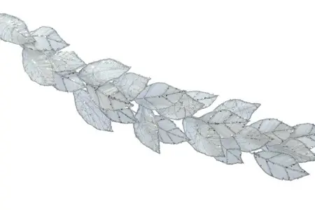 118cm White with White Glitter and Leaf Garland