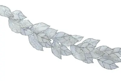 118cm White with White Glitter and Leaf Garland