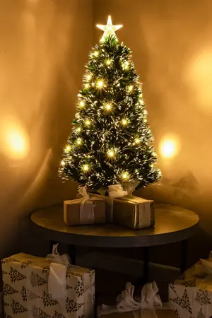 120cm White and Warm White Fibre Optic Tree