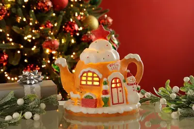 22cm Bo Lit Polyresin Gingerbread Teapot Cafe
