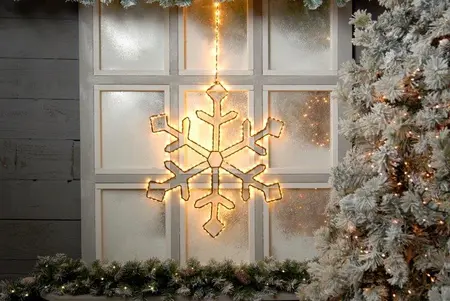 58cm Lit Black Snowflake Traditional Warm White