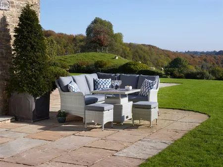 Bramblecrest Tetbury Mini Sofa with Adjustable Tree-Free Table & 2 Stools - Cloud - image 1