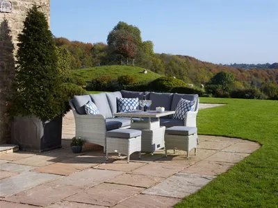 Bramblecrest Tetbury Mini Sofa with Adjustable Tree-Free Table & 2 Stools - Cloud - image 1