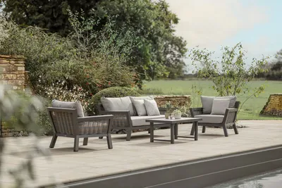 Bramblecrest Tuscan 2 Seat Sofa with 2 Sofa Chairs & Coffee Table with Ceramic Top - image 1