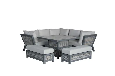 Bramblecrest Tuscan Wicker Square Sofa with Square Piston Table & 2 Benches - image 3