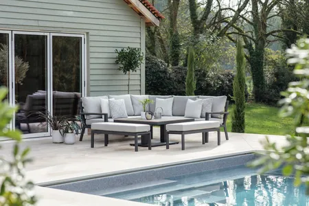 Bramblecrest Zurich Florence Sofa with Square Tree-Free Adjustable Piston Casual Dining Table & 2 Be - image 1
