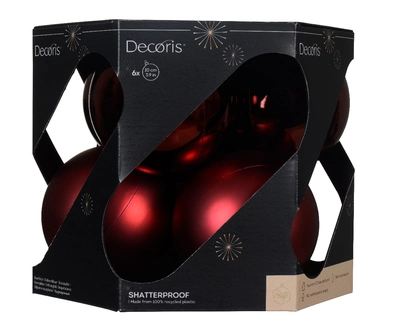 Decoris 10cm Shatterproof Baubles Oxblood - Pack of 6 - image 2