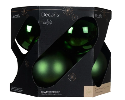 Decoris 10cm Shatterproof Baubles Pine Green - Pack of 6 - image 2