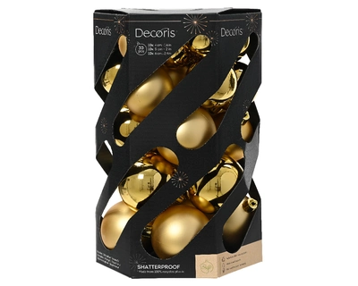 Decoris 6cm Shatterproof Baubles Light Gold - Pack of 30