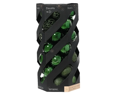 Decoris 6cm Shatterproof Baubles Pine Green - Pack of 35