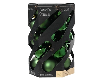 Decoris 6cm Shatterproof Baubles Rosemary Green - Pack of 30
