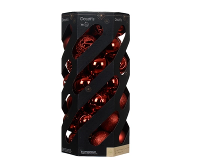 Decoris 6cm Shatterproof Christms Red - Pack of 35