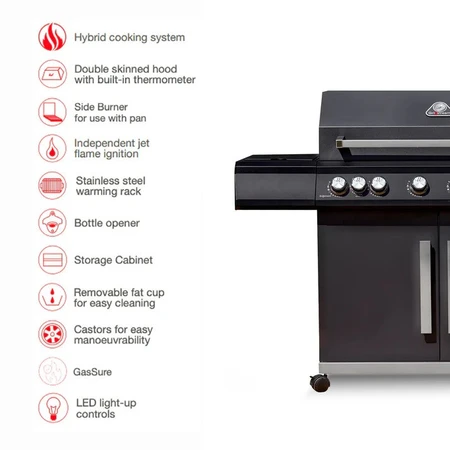 Grillstream Stealth 6 Burner with Side Burner - Matt Black - image 4