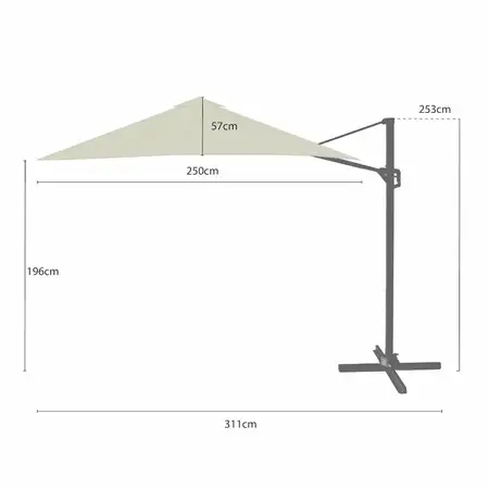 Hartman Aegean Folie 2.5m Square Cantilever Parasol - Dove - image 5
