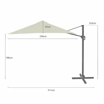 Hartman Aegean Folie 2.5m Square Cantilever Parasol - Dove - image 5