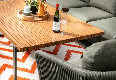 Hartman Eden Rectangular Corner Sofa Set - Moss-Juniper Rope-Acacia Wood - image 4
