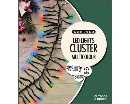 Kaemingk Lumineo Cluster LED 2040 - Multi, Green Wire - image 1