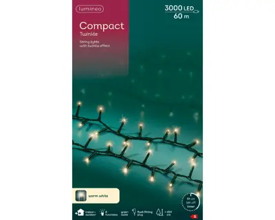 Kaemingk Lumineo Compact Lights 3000 - Warm White, Green Wire