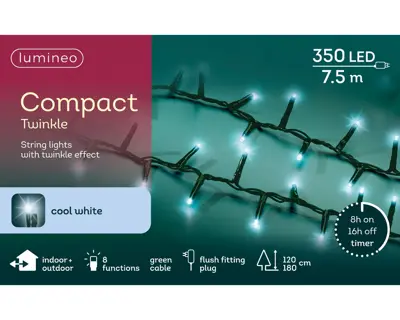Kaemingk Lumineo Compact Lights 350 - Cool White, Green Wire - image 4