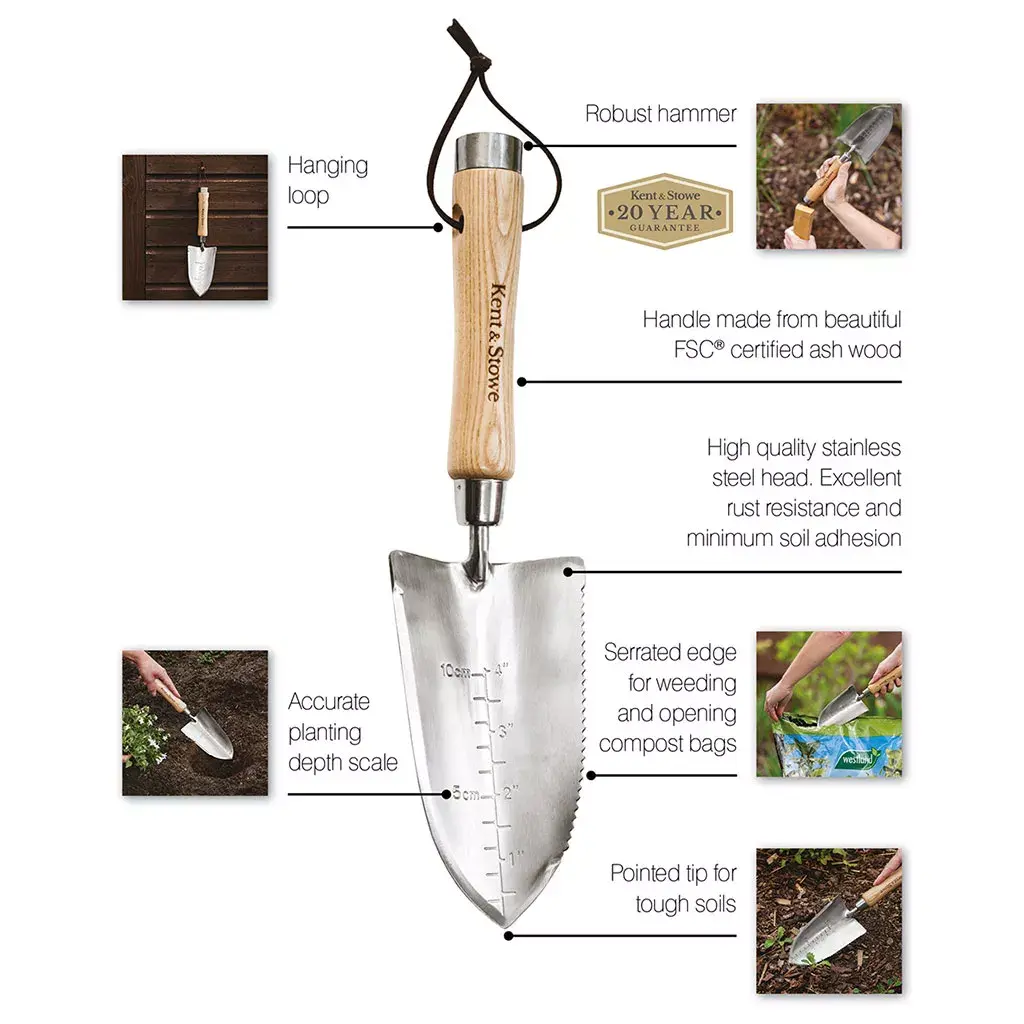 Kent & Stowe Stainless Steel Long Handled Trowel FSC