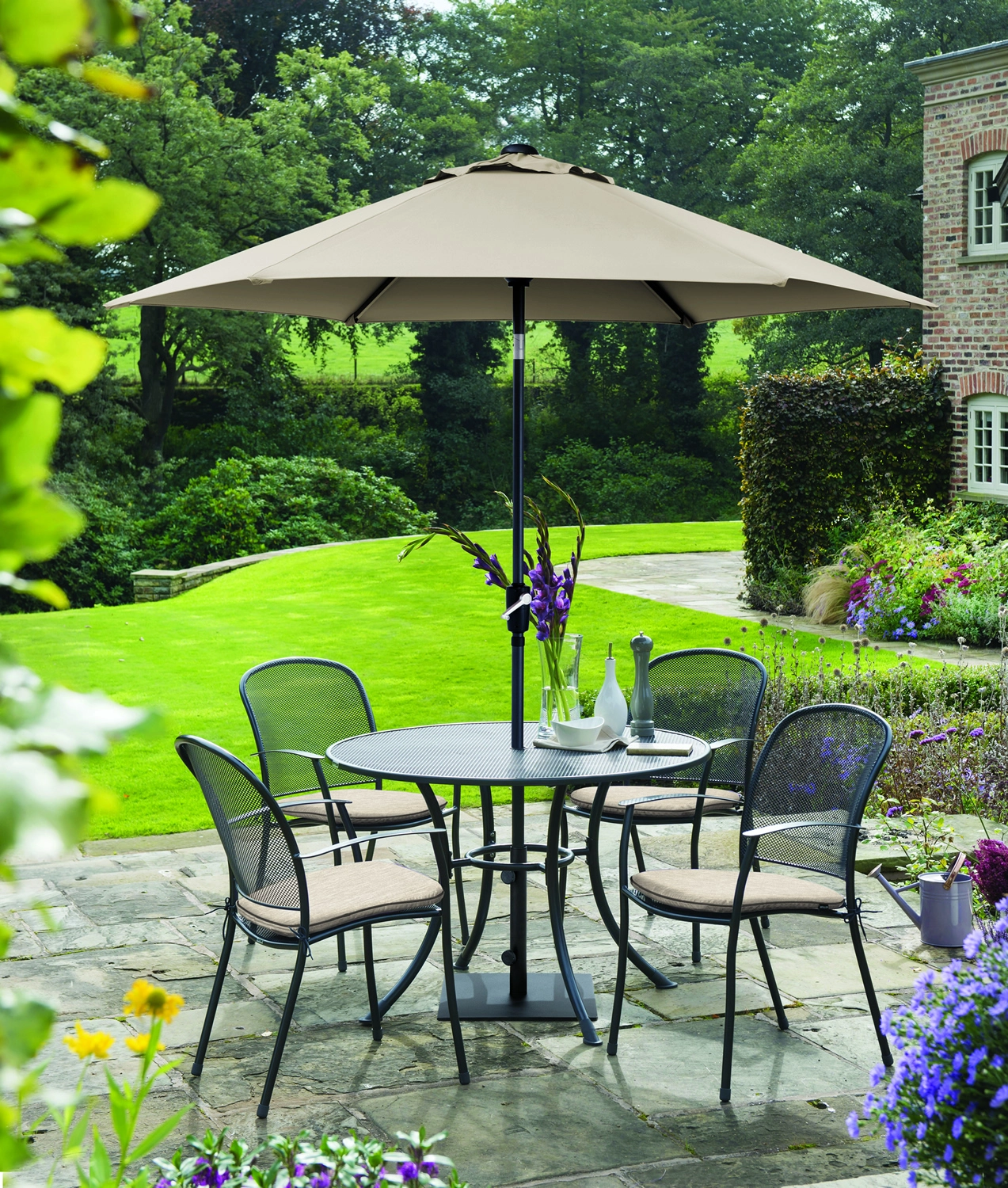 Kettler Caredo 4 Seat Set with Parasol Stone Codsall Wergs Wolverhampton Garden Centre Shopping