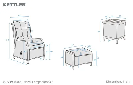 Kettler Hazel Companion Set with 2 Footstools & Coffee Table - image 7