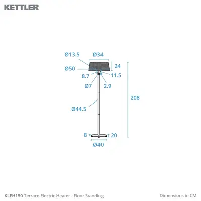 Kettler Kalos Terrace Electric Heater - Free Standing - image 5