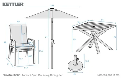 Kettler Tudor 4 Seat Reclining Dining Set - image 3
