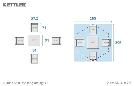 Kettler Tudor 4 Seat Reclining Dining Set - image 4