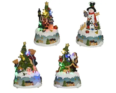 Lumineo Village Christmas Figures 4 Ass - Multi LED - image 1