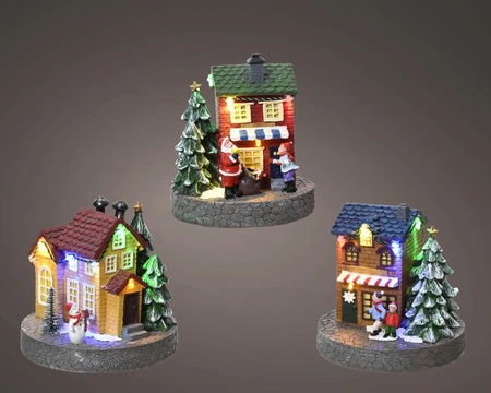 Lumineo Village Christmas Houses 4 Ass - Multi LED