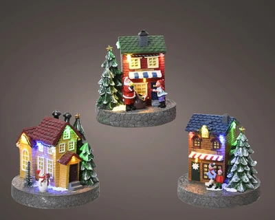 Lumineo Village Christmas Houses 4 Ass - Multi LED