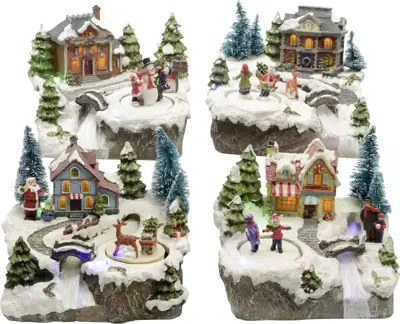 Lumineo Village Christmas Houses 4 Ass - Multi LED