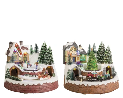 Lumineo Village Christmas Scene 2 Ass - Multi LED