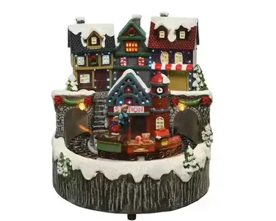 Lumineo Village Xmas Tree Shop Scene - Warm White LED