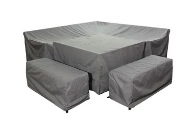 Mauritius Square Corner Sofa with Dual Height Table & 2 Benches Set Covers - image 1