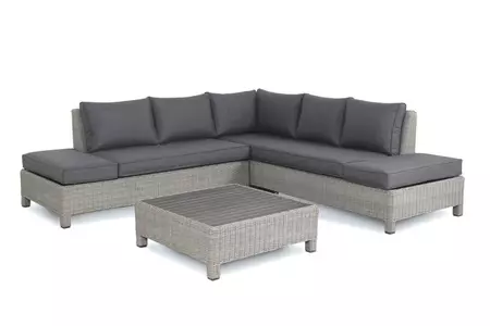 Palma Low lounge White wash with grey taupe cushions - image 2